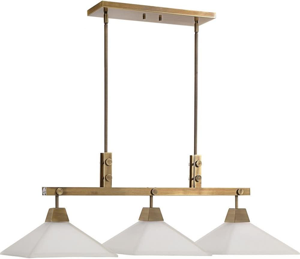 Uttermost Brass Steel Linear Pendant Chandelier 43 3/4" Wide Modern Frosted Glass 3-Light for Kitchen Island Dining Living Room