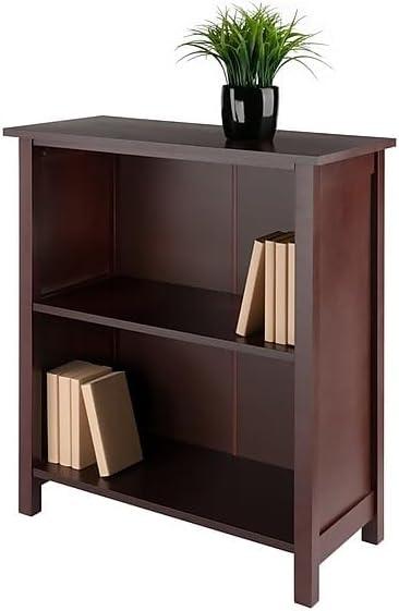 30" 3 Tier Milan Storage Shelf or Bookshelf Medium Walnut - Winsome: Mid-Century Modern Design, Wood Composite, Metal Hardware