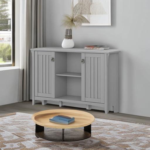 Salinas Accent Storage Cabinet with Doors Gray - Bush Furniture: Mission Style, Tumbled Pewter Hardware
