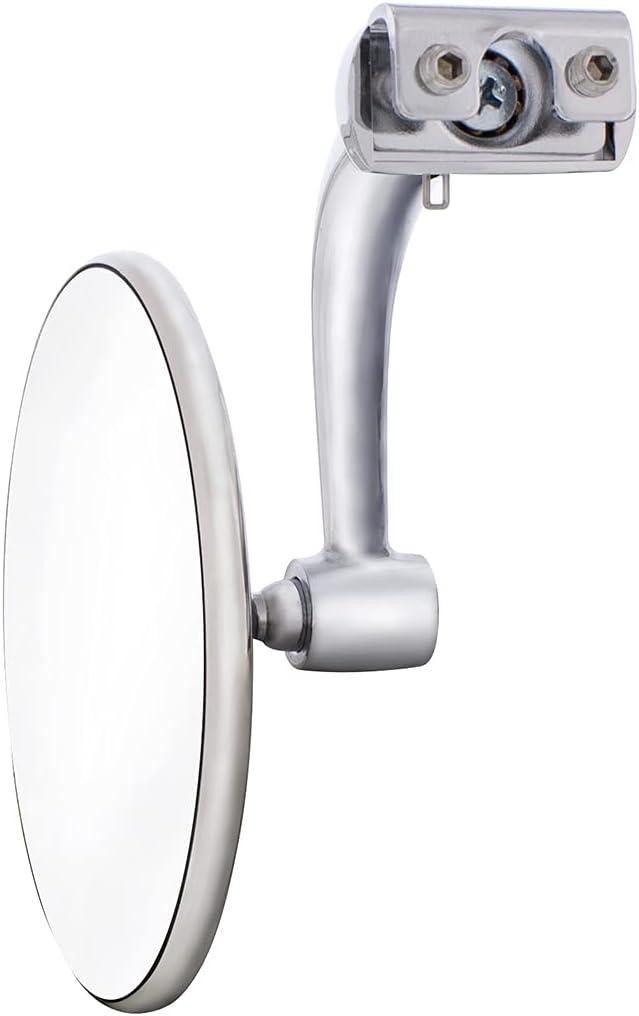 United Pacific 110742 4" Curved Arm, Stainless Steel Peep Mirror Bundle Set (L/H Flat Mirror & R/H Convex Mirror), Chrome Plated Arms - One Pair