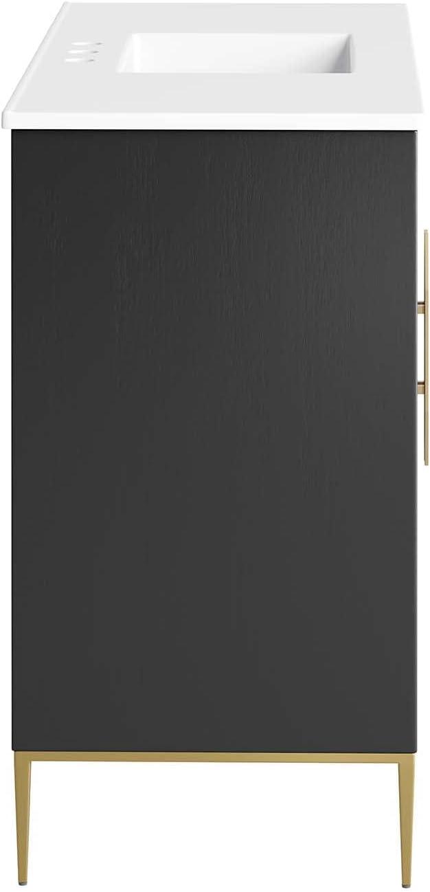 Modway Awaken 48" Bathroom Vanity in White Black