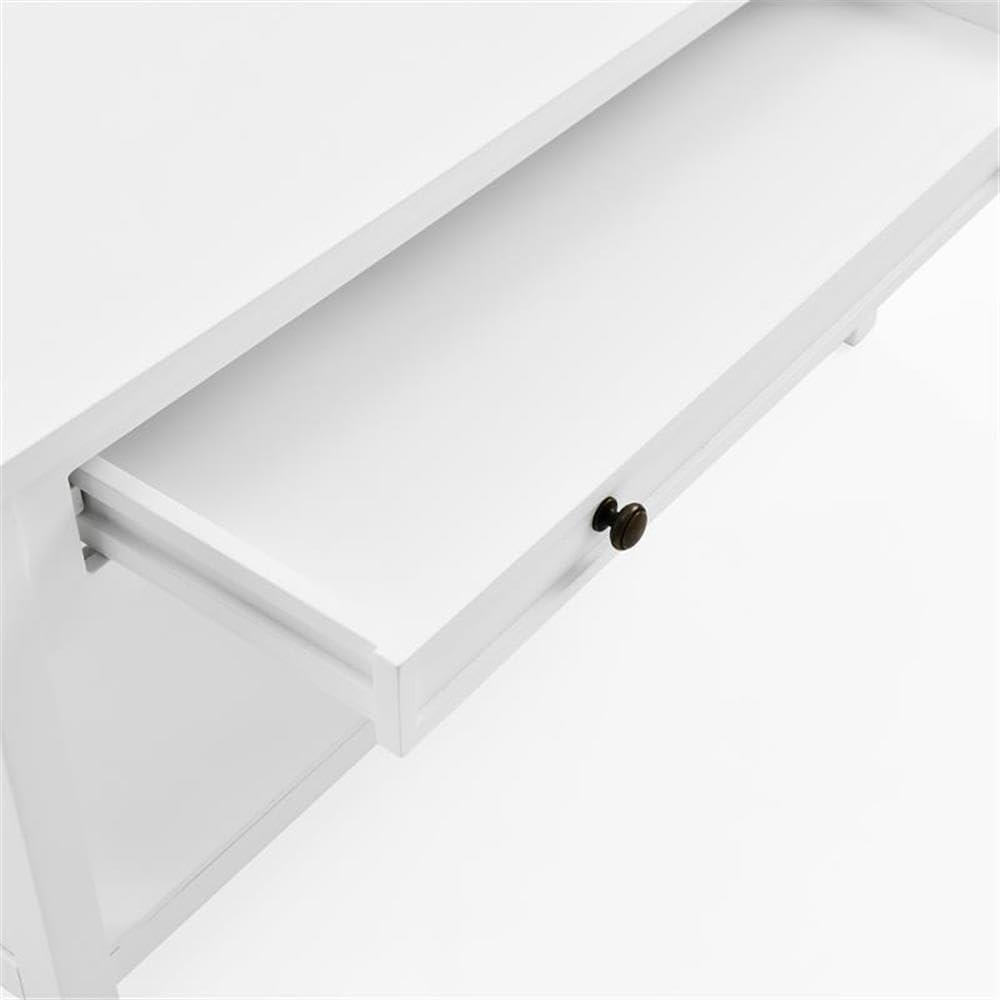 Alaterre Furniture 36" Middlebury Coffee Table with Drawer and 2 End Tables with Tray Shelf White: Mid-Century Modern, Wood Frame