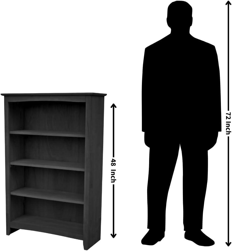 48" Shaker Bookshelf Unfinished - International Concepts: Solid Parawood, 4-Shelf Storage