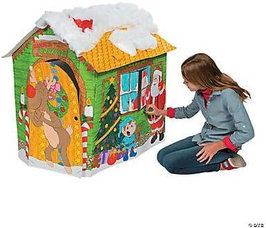 DIY Cardboard Santa Workshop Playhouse for Kids