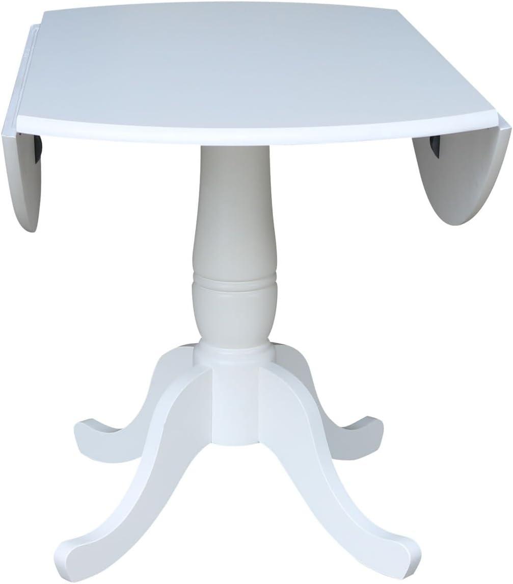 42" Patsy Round Top Dual Dining Table White - International Concepts: Drop Leaf, Seats 4