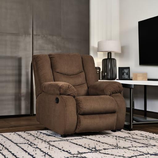 Chocolate Brown Traditional Metal Recliner with Plush Cushions