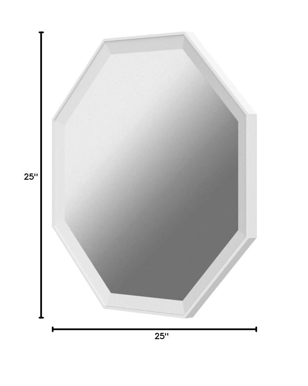 25" x 25" Rhodes Framed Octagon Wall Mirror White - Kate and Laurel: Modern Design, No Assembly, Wall Mount, Plastic Frame