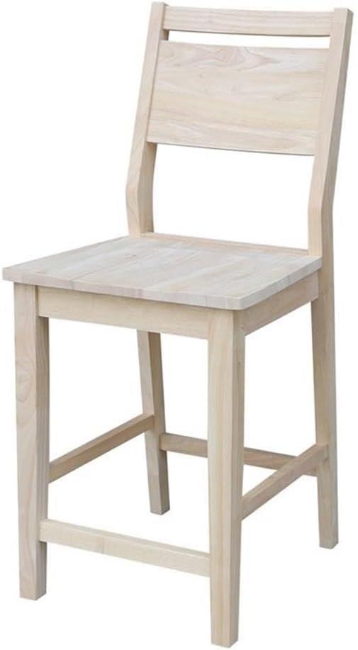 International Concepts Wood Slat Back Aspen Counter Height Panel Stool - Unfinished - 24" Seat Height