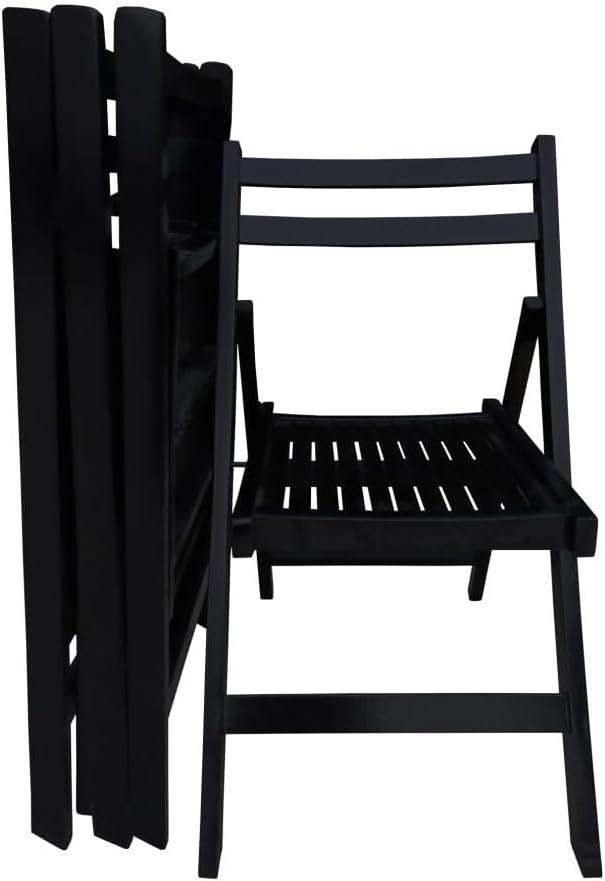 4 Pack Wooden Folding Chair, Foldable Dining Chair Set with Solid Wood Slatted Seat and Open Back, Outdoor/Indoor Portable Event Chair Wedding Chair for Dining Room Kitchen Balcony Garden, Black