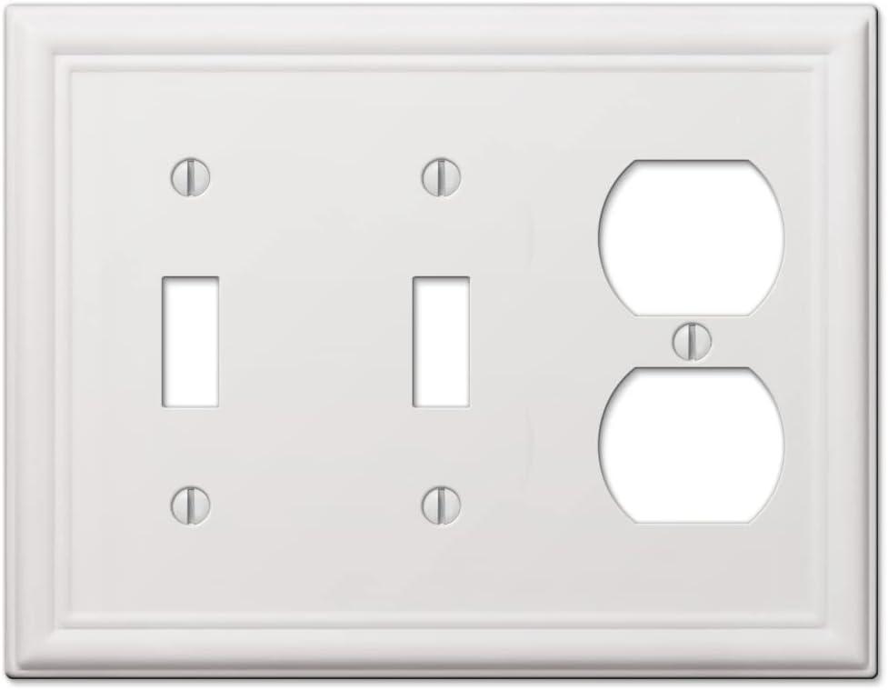 Amerelle 149TTDW Chelsea Wallplate, 2 Toggle, Steel, White, 1-Pack