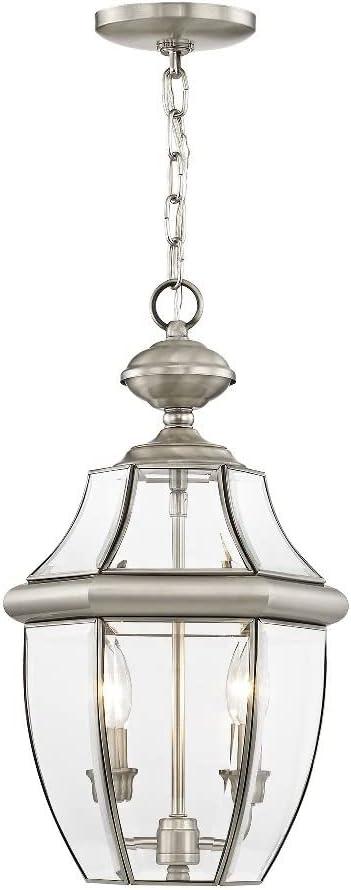 Monterey Polished Brass 2-Light Outdoor Pendant with Clear Beveled Glass