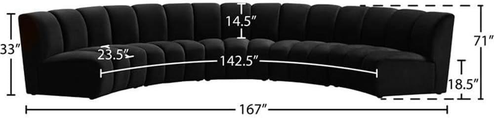 Meridian Furniture Infinity Black Velvet 5pc. Modular Sectional