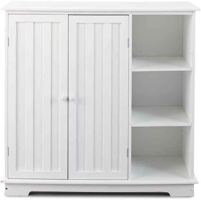 The Lakeside Collection Beadboard Buffet Cabinet - Sideboard with Storage - White