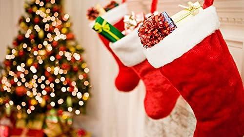 19" Red Velvet Stocking (8 Pack) W/White Plush Cuff & Red Hanging Tag