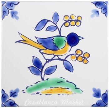 Casablanca Market Mediterranean 4'' x 4'' Hand Painted Ceramic Decorative Accent Tile