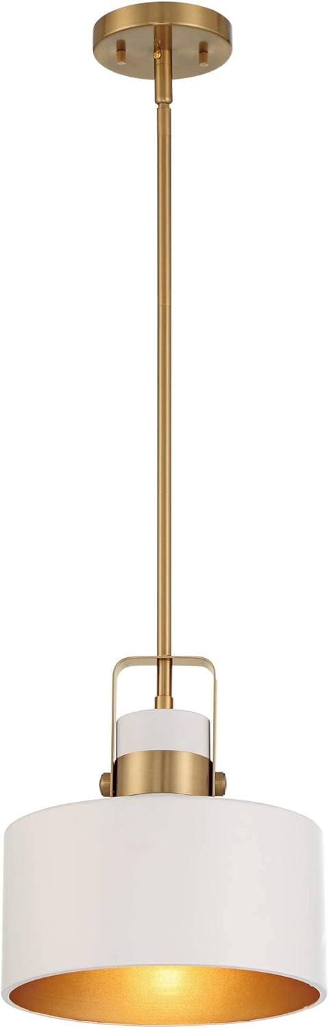 Soft Gold and Matte White Mini Drum Pendant Light