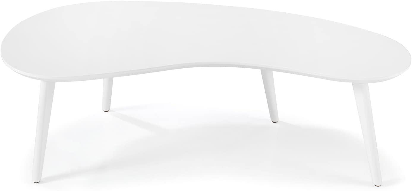Camaflexi Mid Century Modern Coffee Table Small Tabletop Wood Coffee Desk, White