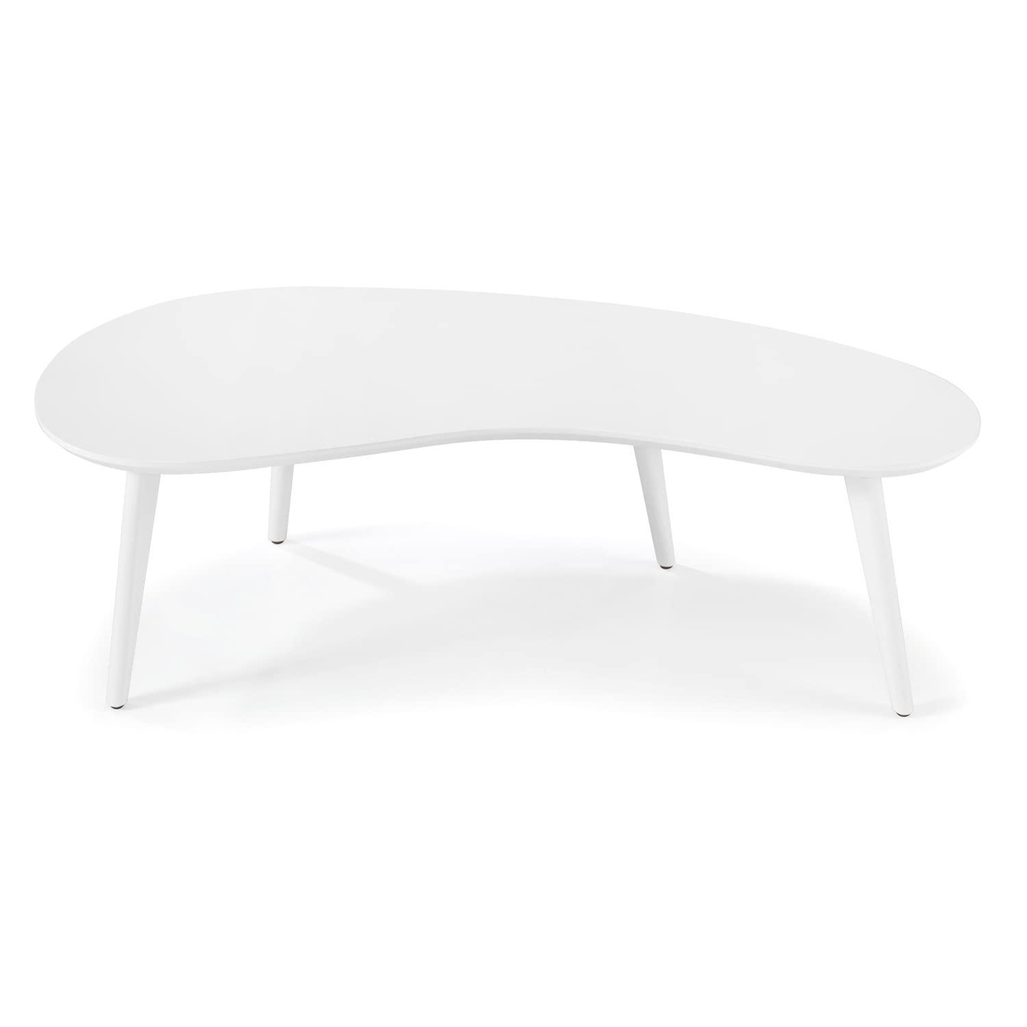 Camaflexi Mid Century Modern Coffee Table Small Tabletop Wood Coffee Desk, White