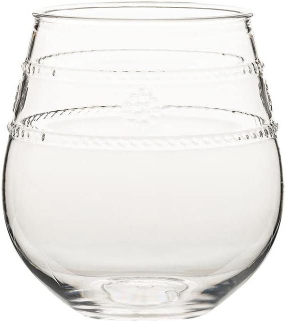 Isabella Clear Acrylic Stemless Wine Glass with Twisted Cord Trim