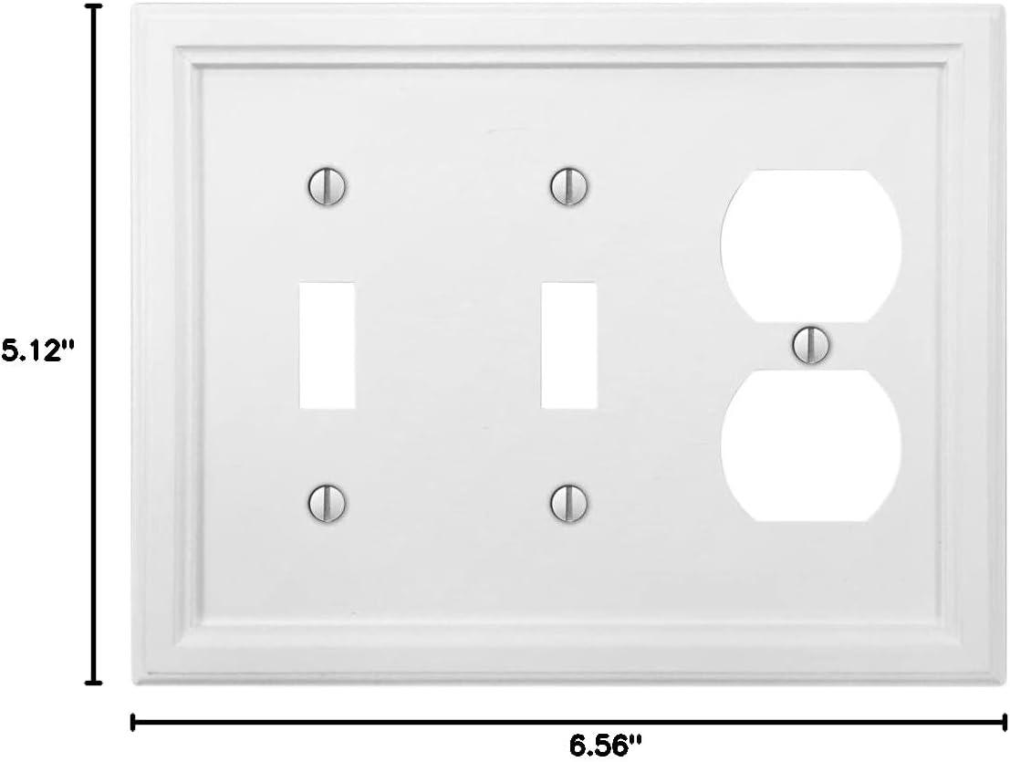 Amerelle 4052TTDW Elly Wallplate, 2 Toggle, Wood, White, 1-Pack