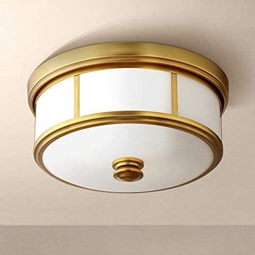 Minka Lavery Modern Ceiling Light Flush Mount Fixture 13 1/2" Liberty Gold Etched Opal Glass Shade for Bedroom Kitchen Living Room