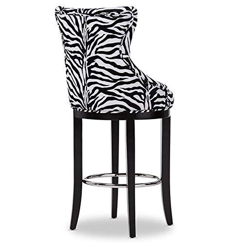 Baxton Studio Peace Modern and Contemporary Zebra Print Patterned Fabric Upholstered Barstool with Metal Footrest Beige: Plywood Frame