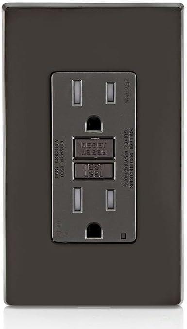 Brown Tamper-Resistant AFCI Outlet with Wall Plate and LED Indicator