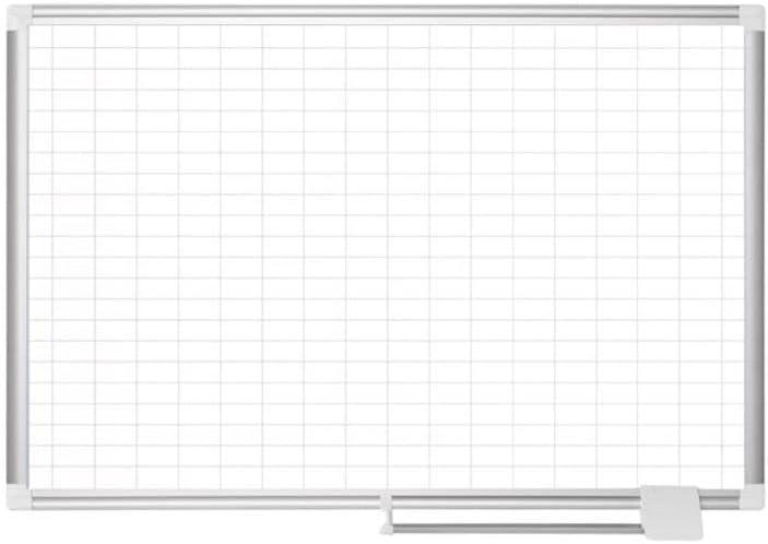 Grid Planning Board, 1 x 2 Grid, 48 x 36, White/Silver