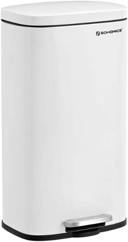 8 Gallon Trash Can with Lid, Garbage Can, Stainless Steel Small Waste Bin with Step Pedal and Inner Bucket, Soft Close, Kitchen