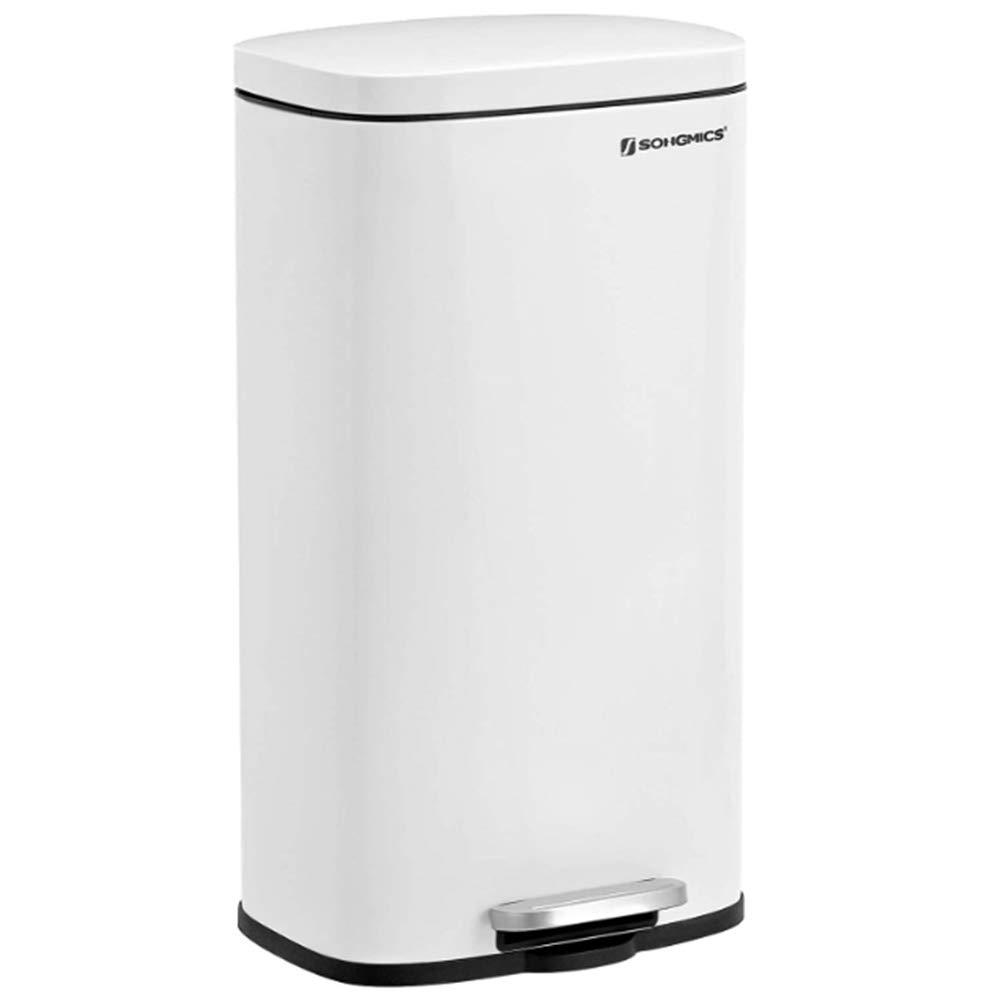 8 Gallon Trash Can with Lid, Garbage Can, Stainless Steel Small Waste Bin with Step Pedal and Inner Bucket, Soft Close, Kitchen