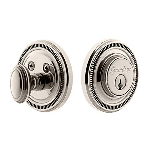 Grandeur Polished Nickel Single Cylinder Deadbolt with Soleil Plate