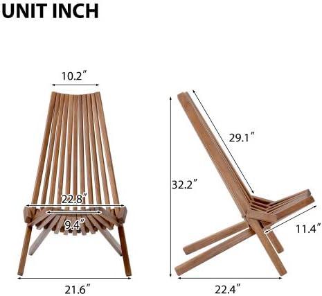 Natural Acacia Wood Foldable Outdoor Lounge Chair