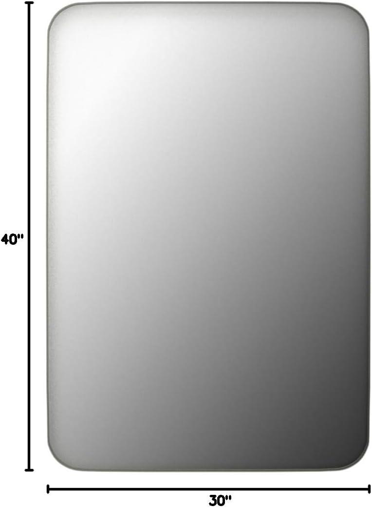 Better Bevel 30" x 40" Silver Metal Framed Mirror | Rectangle Bathroom Wall Mirror | Rounded Corner