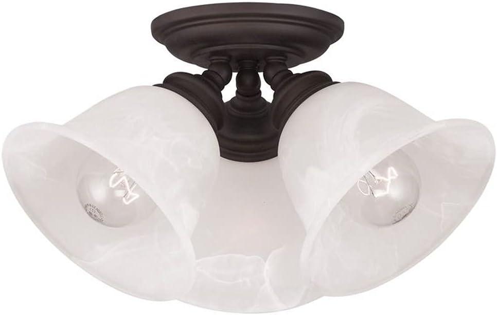 Elegant Essex Bronze 3-Light Ceiling Mount with Alabaster Glass