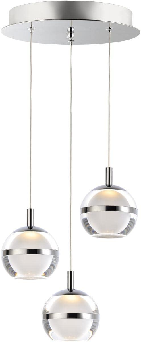 Polished Chrome 3-Light LED Globe Pendant with Acrylic Shade