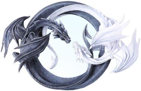 Ebros Feng Shui Ying Yang Day Night Twin Nemesis Dragon Round Wall Mirror Plaque