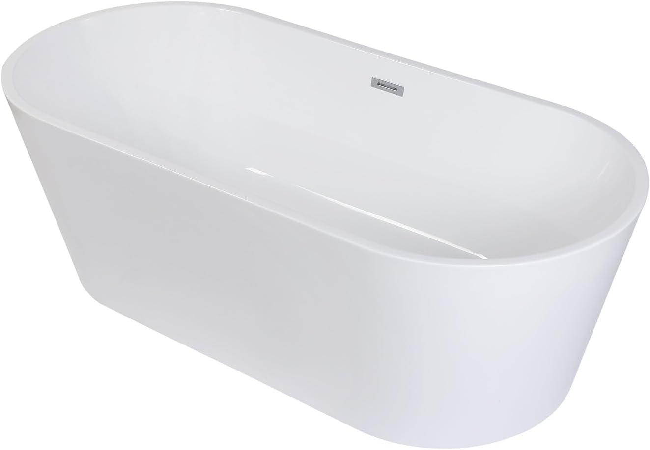 Kingston Brass Aqua Eden 71-Inch Acrylic Oval Double Ended Freestanding Tub with Drain