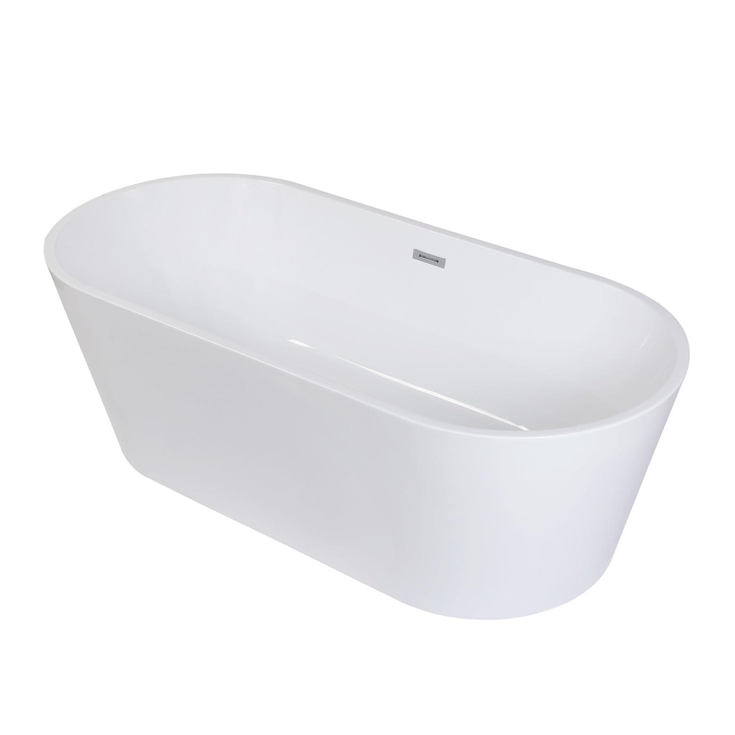 Kingston Brass Aqua Eden 71-Inch Acrylic Oval Double Ended Freestanding Tub with Drain