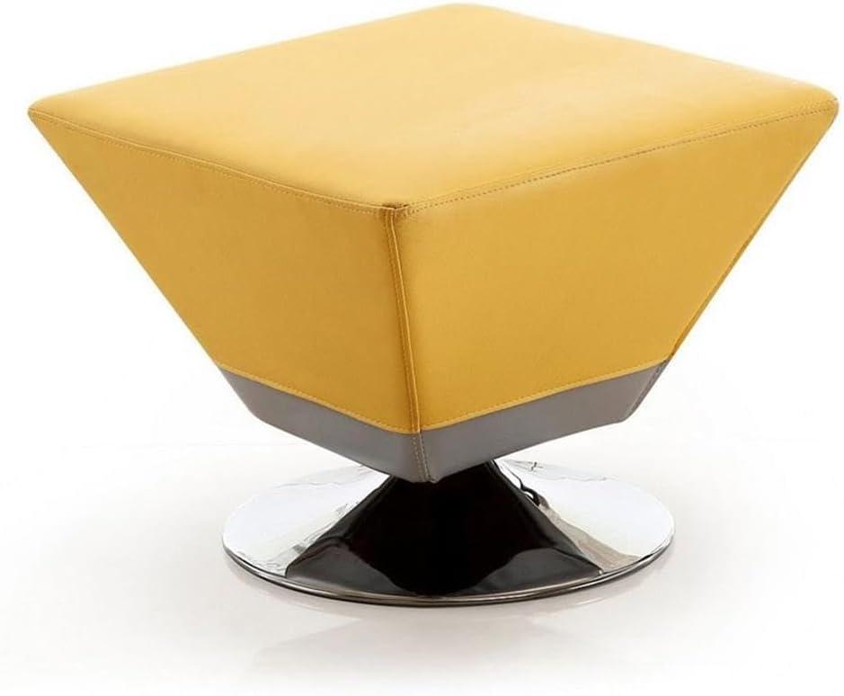 Diamond Swivel Ottoman Yellow - Manhattan Comfort: Faux Leather Upholstered, Metal Frame, No Assembly Required