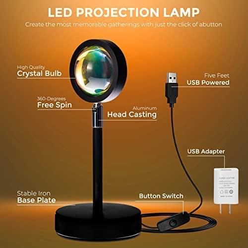 GEARPLEX Sunset Lamp Projector for Home Décor & Photography Ambient LED Night Light Lamp with USB Charging Cord- 180-Degree Rotating Romantic UFO Sunset Lamp for Selfies Christmas Home Parties