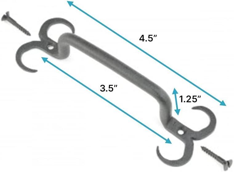 Renovators Supply Black Wrought Iron Cabinet Handle 4.5" L Rustic Decorative Horn Tip Pull Handle Rust Resistant Drawer and Dresser Door Pulls w/Screws Pack of 2