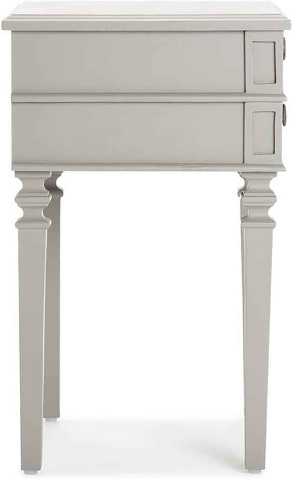 Irving Side Table with 2 Drawers Gray - Finch: Sturdy Wooden End, No Assembly Required