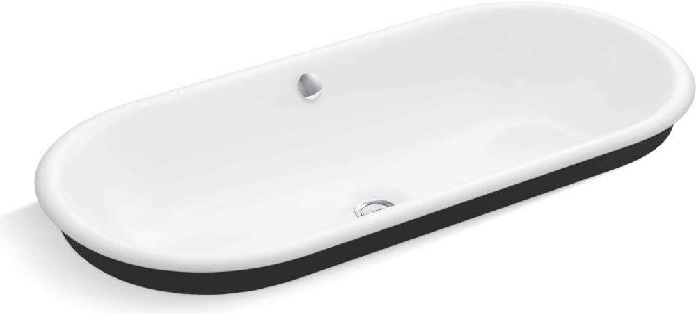 Iron Plains Capsule Vessel/Drop-In/Under-Mount Bathroom Sink with Iron Gate Painted Underside