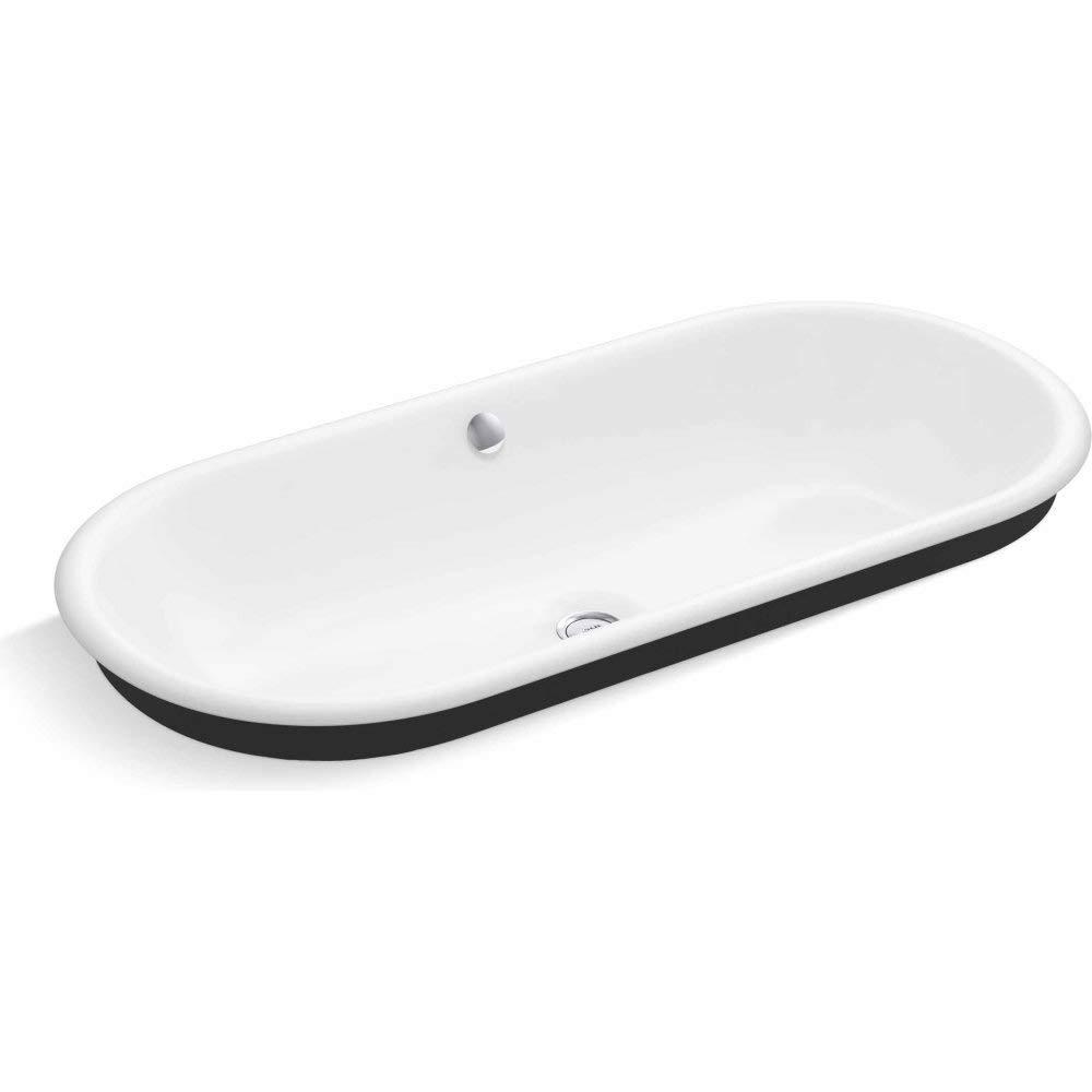 Iron Plains Capsule Vessel/Drop-In/Under-Mount Bathroom Sink with Iron Gate Painted Underside