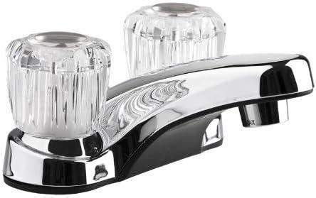 Dura Faucet Lavatory Faucet with Crystal Acrylic Knobs for RV Bathroom - Chrome Polished