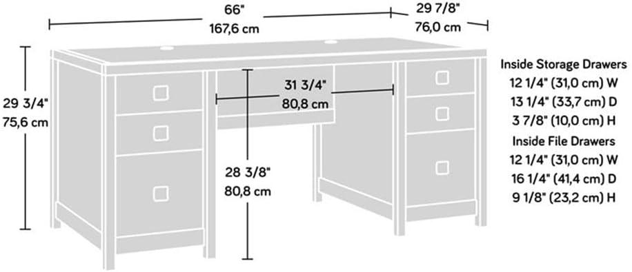 Cannery Bridge 6 Drawer Executive Desk Sindoori Mango - Sauder: Workspace Organizer, MDF Build