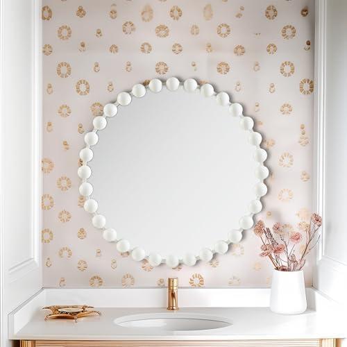 Marlowe Beaded Round Metal Wall Mirror