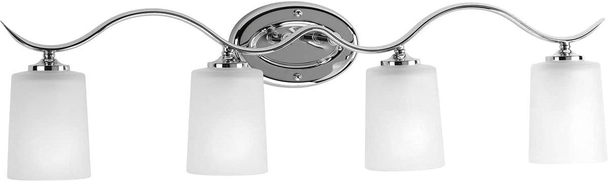 Progress Lighting Inspire 4-Light Wall Sconce, Polished Chrome, Etched Glass Shades