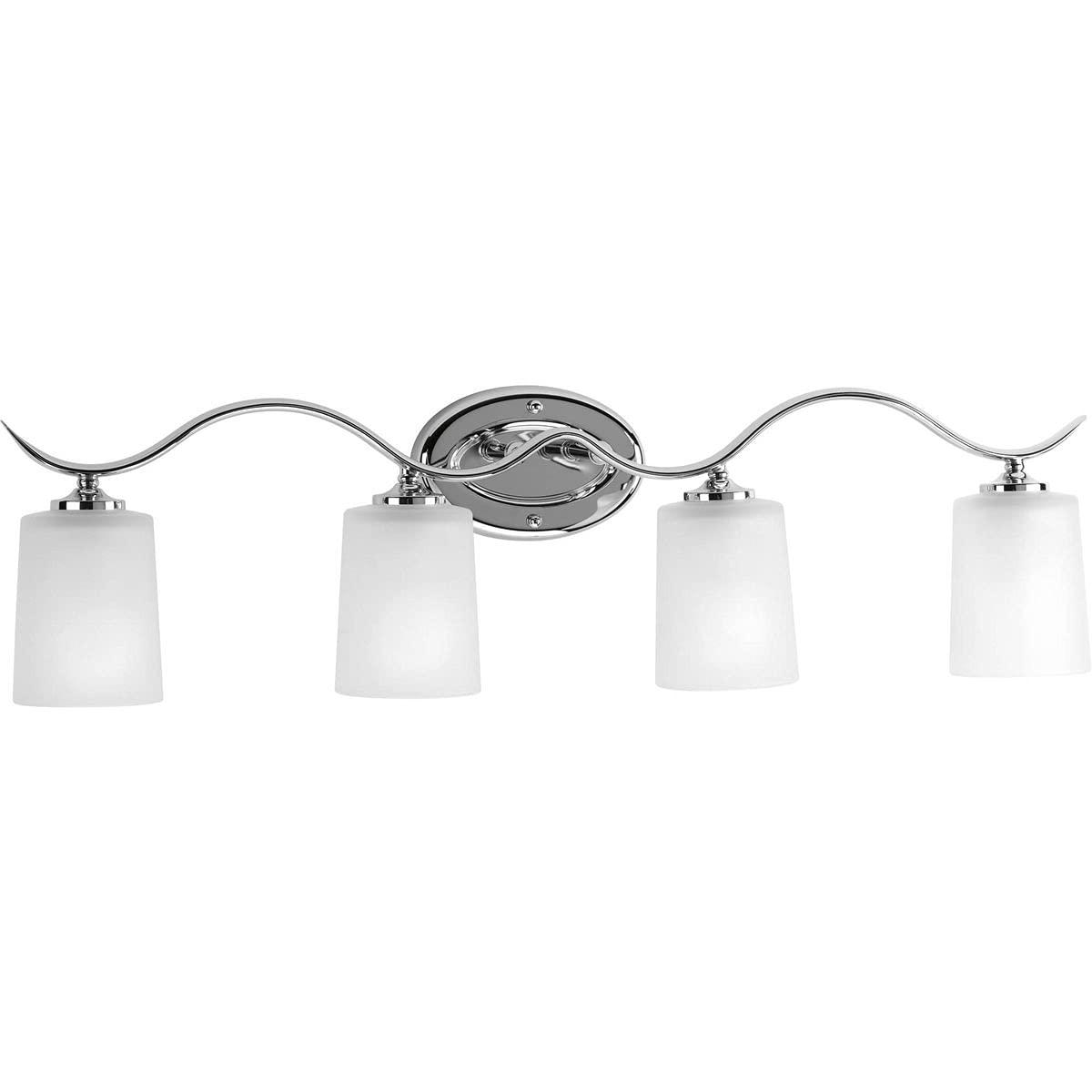 Progress Lighting Inspire 4-Light Wall Sconce, Polished Chrome, Etched Glass Shades