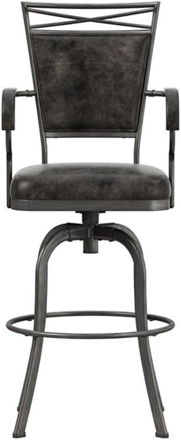 Hillsdale Furniture Bridgetown Metal Bar Height Swivel Stool Pewter: Upholstered, Armrests